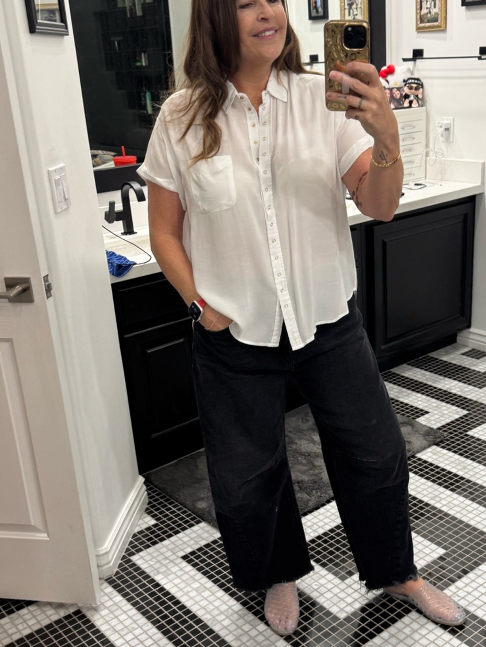 Pistola White Collared Button Short Sleeve Shirt